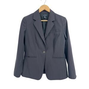 Lands End Navy Blue Wool Blend One Button Blazer Size 4